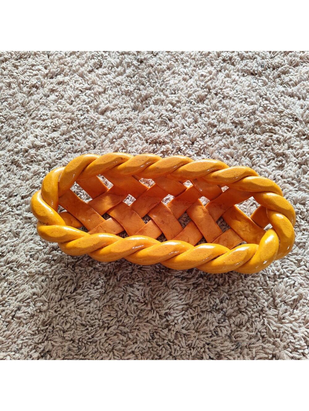 VTG Handmade Woven Braided Real Bread Dough Bread Basket Farmhouse Decor - Picture 2 of 10
